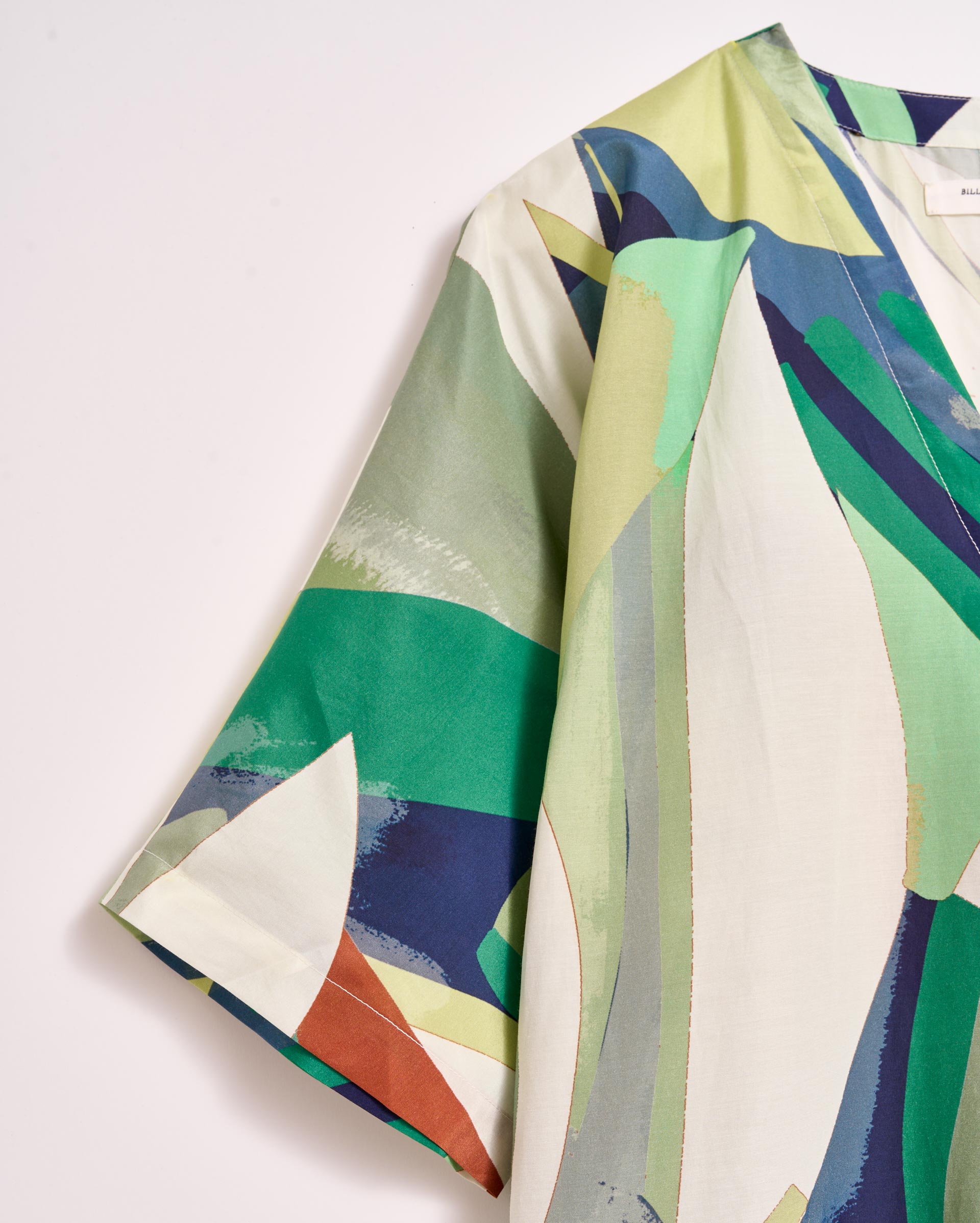 Simon-Collage Tropical Silk V-Pleat Maxi Dress